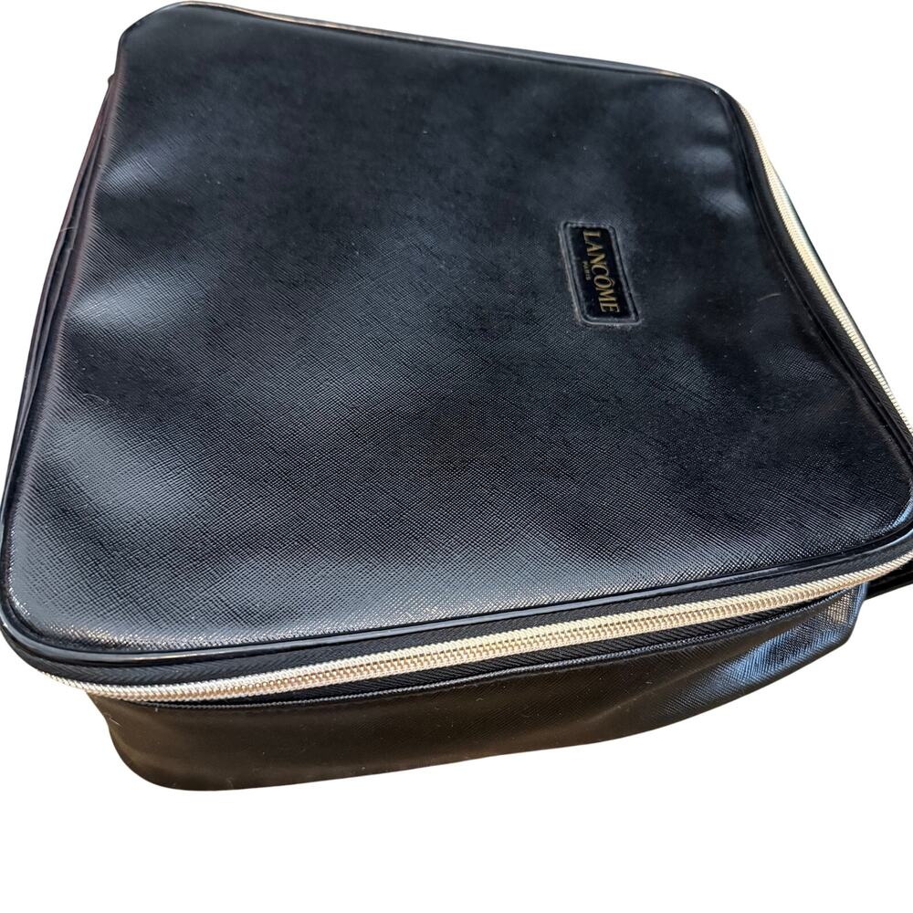 NWOT Lancôme Black‎ Zip up travel bag tote classy makeup toiletries - Picture 6 of 10